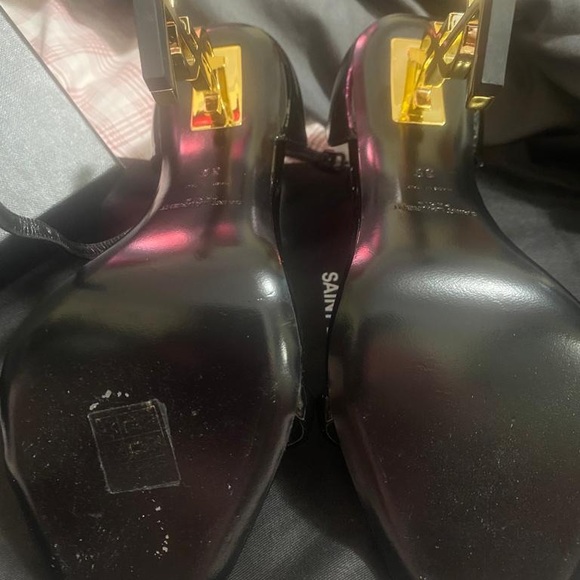 YSL | Black Patent Sandals OPYUM decorated with YSL initials on heels | Size 39 - Picture 8 of 13